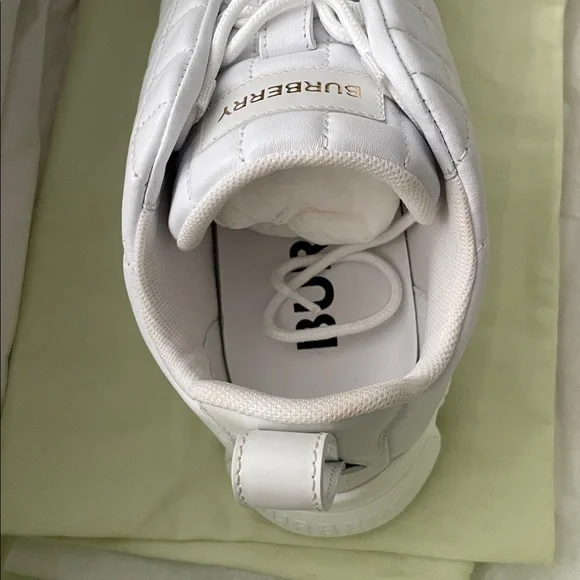 Burberry Leather Quilted White Sneakers - Picture 11 of 17